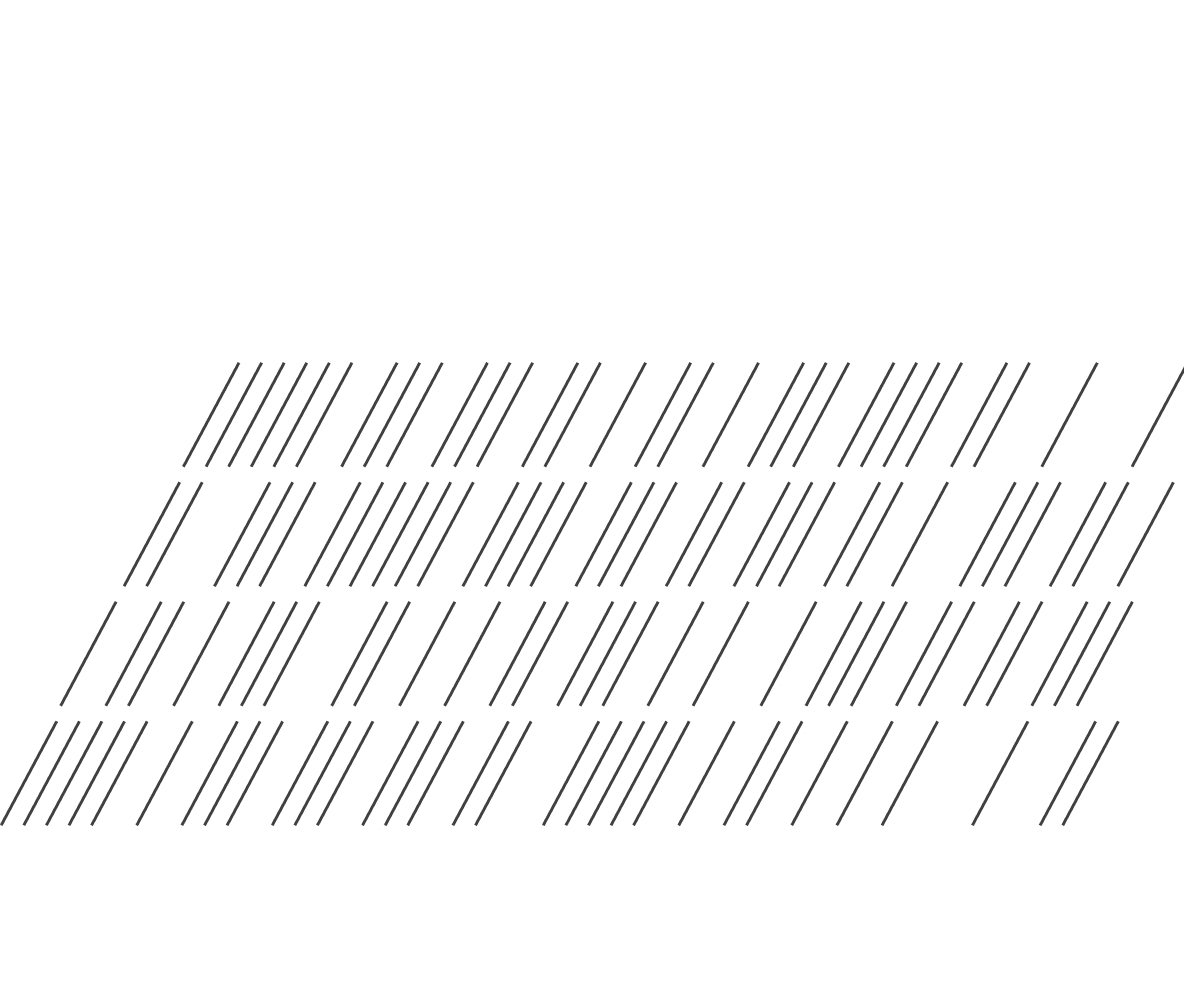 A slanted grid of evenly spaced diagonal lines, arranged in rows and columns, appearing to recede into the distance from left to right on a white background.